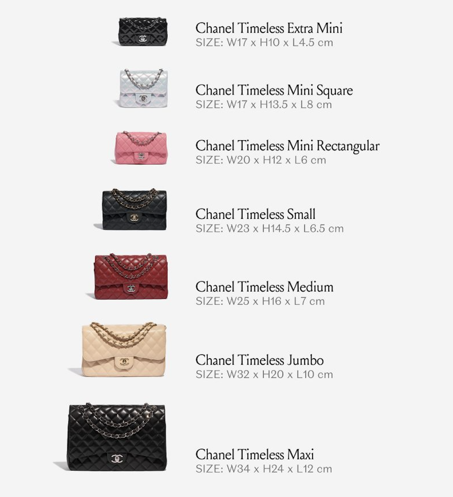 Chanel Classic Flap Bag Sizes and Prices in 2024